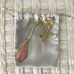 Kendra Scott pink long pendant necklace in gold